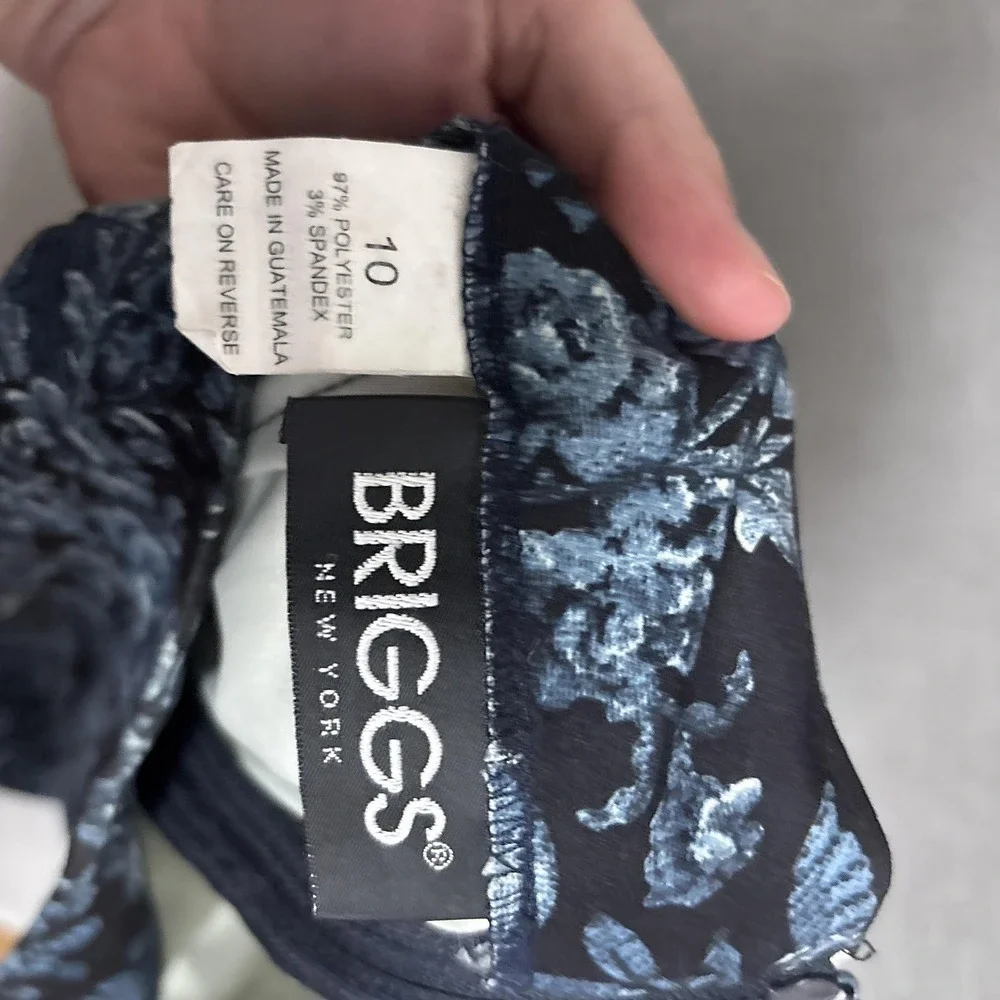 Vintage Briggs Skirt 10 Black Blue Floral Pencil Midi 90s Career‎ Fall Preppy